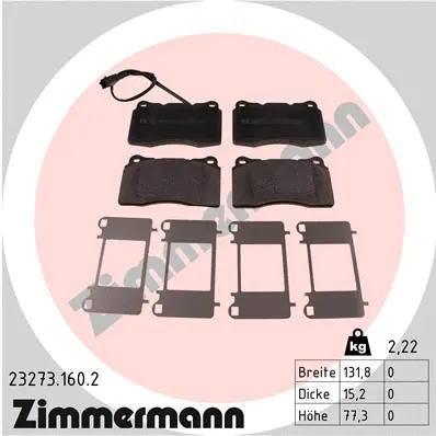 23273.160.2 ZIMMERMANN Комплект тормозных колодок, дисковый тормоз (фото 1)