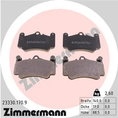 23330.170.9 ZIMMERMANN Комплект тормозных колодок, дисковый тормоз (фото 1)