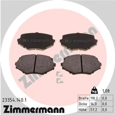 23354.140.1 ZIMMERMANN Комплект тормозных колодок, дисковый тормоз (фото 1)