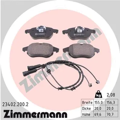 23402.200.2 ZIMMERMANN Комплект тормозных колодок, дисковый тормоз (фото 1)