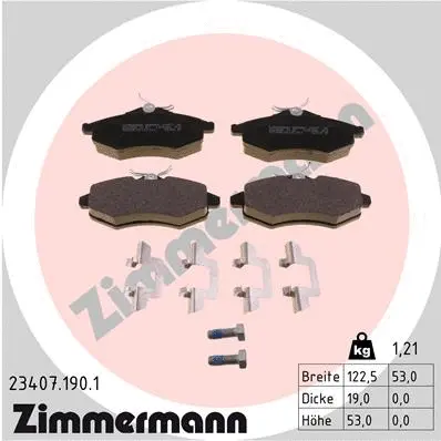 23407.190.1 ZIMMERMANN Комплект тормозных колодок, дисковый тормоз (фото 1)