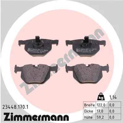 23448.170.1 ZIMMERMANN Комплект тормозных колодок, дисковый тормоз (фото 1)