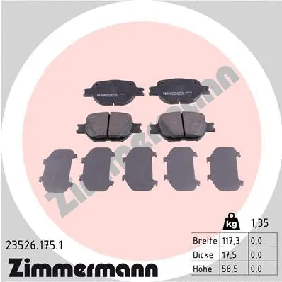 23526.175.1 ZIMMERMANN Комплект тормозных колодок, дисковый тормоз (фото 1)