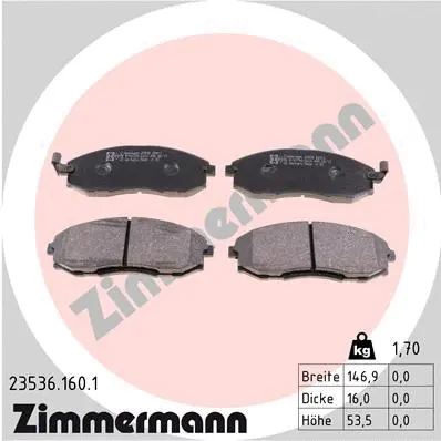 23536.160.1 ZIMMERMANN Комплект тормозных колодок, дисковый тормоз (фото 1)