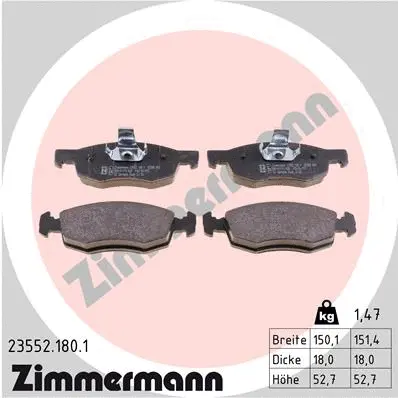 23552.180.1 ZIMMERMANN Комплект тормозных колодок, дисковый тормоз (фото 1)
