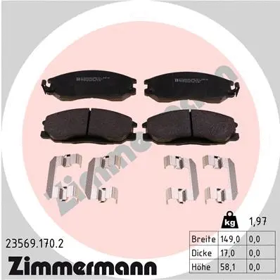 23569.170.2 ZIMMERMANN Комплект тормозных колодок, дисковый тормоз (фото 1)
