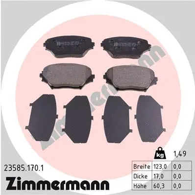 23585.170.1 ZIMMERMANN Комплект тормозных колодок, дисковый тормоз (фото 1)