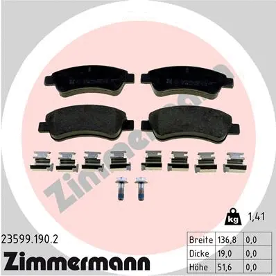 23599.190.2 ZIMMERMANN Комплект тормозных колодок, дисковый тормоз (фото 1)