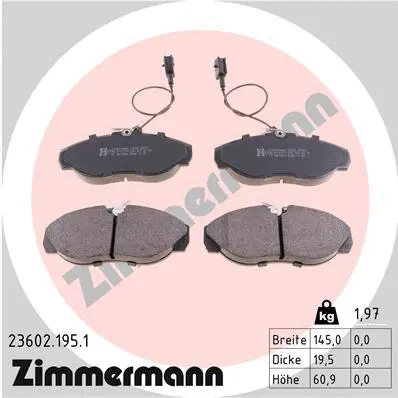 23602.195.1 ZIMMERMANN Комплект тормозных колодок, дисковый тормоз (фото 1)