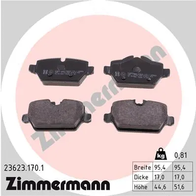 23623.170.1 ZIMMERMANN Комплект тормозных колодок, дисковый тормоз (фото 1)
