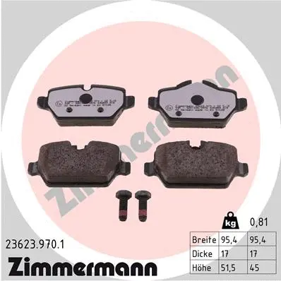 23623.970.1 ZIMMERMANN Комплект тормозных колодок, дисковый тормоз (фото 1)