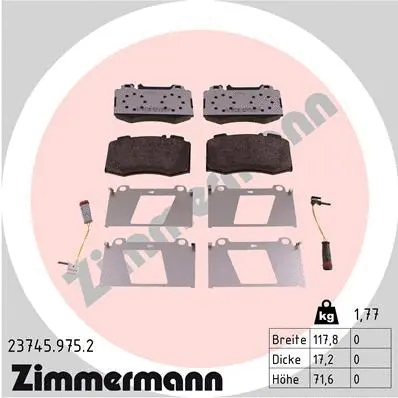 23745.975.2 ZIMMERMANN Комплект тормозных колодок, дисковый тормоз (фото 1)