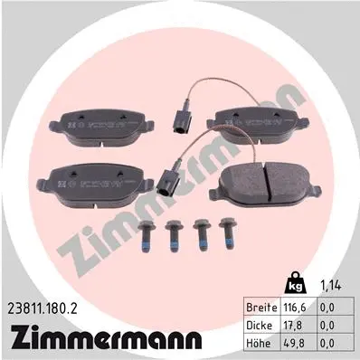 23811.180.2 ZIMMERMANN Комплект тормозных колодок, дисковый тормоз (фото 1)