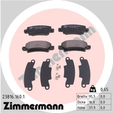 23816.160.1 ZIMMERMANN Комплект тормозных колодок, дисковый тормоз (фото 1)