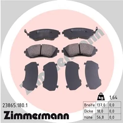 23865.180.1 ZIMMERMANN Комплект тормозных колодок, дисковый тормоз (фото 1)