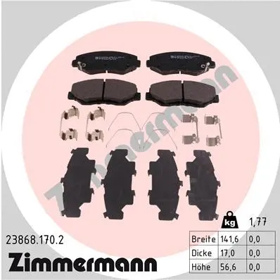 23868.170.2 ZIMMERMANN Комплект тормозных колодок, дисковый тормоз (фото 1)