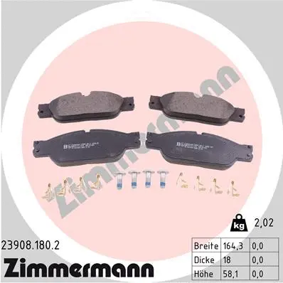 23908.180.2 ZIMMERMANN Комплект тормозных колодок, дисковый тормоз (фото 1)