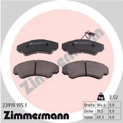 23919.195.1 ZIMMERMANN Комплект тормозных колодок, дисковый тормоз (фото 1)