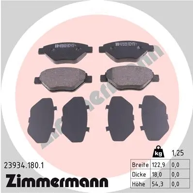 23934.180.1 ZIMMERMANN Комплект тормозных колодок, дисковый тормоз (фото 1)