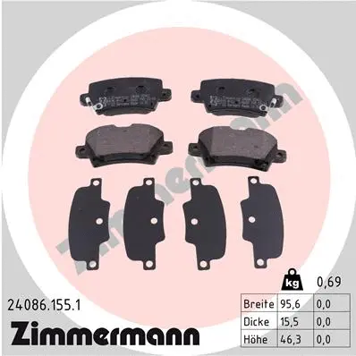 24086.155.1 ZIMMERMANN Комплект тормозных колодок, дисковый тормоз (фото 1)