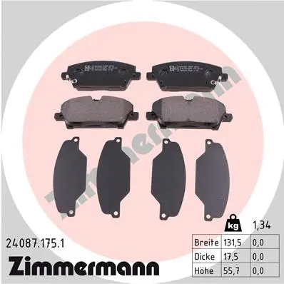 24087.175.1 ZIMMERMANN Комплект тормозных колодок, дисковый тормоз (фото 1)