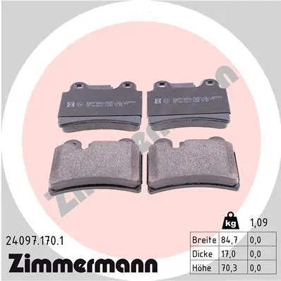 24097.170.1 ZIMMERMANN Комплект тормозных колодок, дисковый тормоз (фото 1)