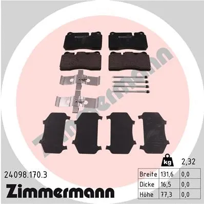 24098.170.3 ZIMMERMANN Комплект тормозных колодок, дисковый тормоз (фото 1)