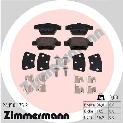 24150.175.2 ZIMMERMANN Комплект тормозных колодок, дисковый тормоз (фото 1)