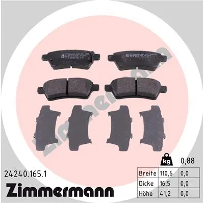 24240.165.1 ZIMMERMANN Комплект тормозных колодок, дисковый тормоз (фото 1)