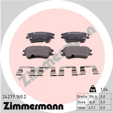 24277.160.2 ZIMMERMANN Комплект тормозных колодок, дисковый тормоз (фото 1)