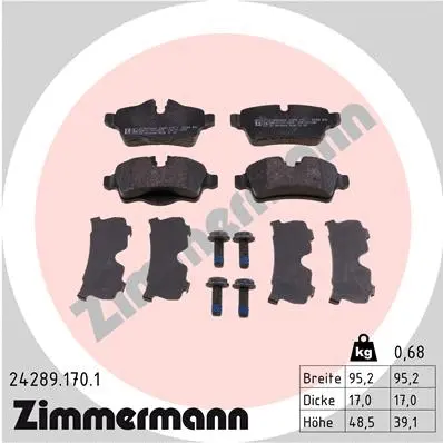 24289.170.1 ZIMMERMANN Комплект тормозных колодок, дисковый тормоз (фото 1)