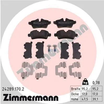 24289.170.2 ZIMMERMANN Комплект тормозных колодок, дисковый тормоз (фото 1)