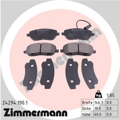 24294.190.1 ZIMMERMANN Комплект тормозных колодок, дисковый тормоз (фото 1)