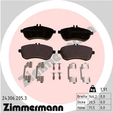 24306.205.3 ZIMMERMANN Комплект тормозных колодок, дисковый тормоз (фото 1)