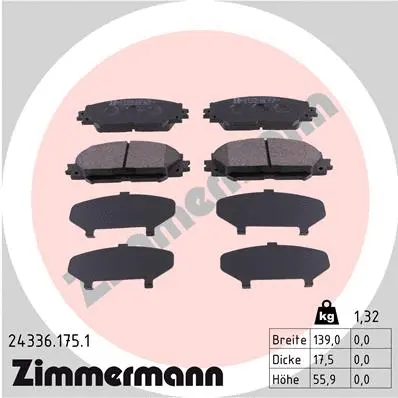 24336.175.1 ZIMMERMANN Комплект тормозных колодок, дисковый тормоз (фото 1)