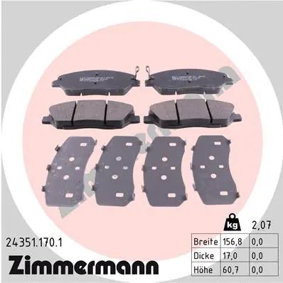 24351.170.1 ZIMMERMANN Комплект тормозных колодок, дисковый тормоз (фото 1)
