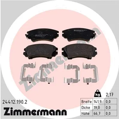 24412.190.2 ZIMMERMANN Комплект тормозных колодок, дисковый тормоз (фото 1)