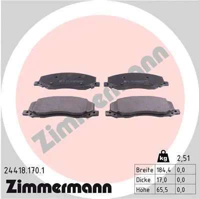 24418.170.1 ZIMMERMANN Комплект тормозных колодок, дисковый тормоз (фото 1)