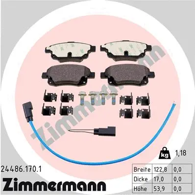24486.170.1 ZIMMERMANN Комплект тормозных колодок, дисковый тормоз (фото 1)