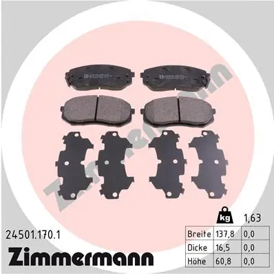 24501.170.1 ZIMMERMANN Комплект тормозных колодок, дисковый тормоз (фото 1)
