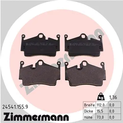 24541.155.9 ZIMMERMANN Комплект тормозных колодок, дисковый тормоз (фото 1)
