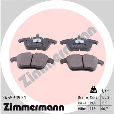 24557.190.1 ZIMMERMANN Комплект тормозных колодок, дисковый тормоз (фото 1)