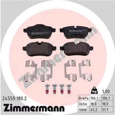 24559.180.2 ZIMMERMANN Комплект тормозных колодок, дисковый тормоз (фото 1)
