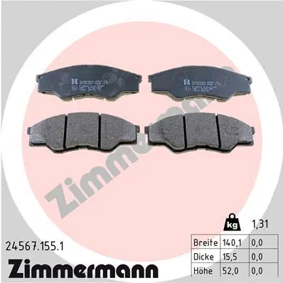 24567.155.1 ZIMMERMANN Комплект тормозных колодок, дисковый тормоз (фото 1)