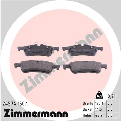 24574.150.1 ZIMMERMANN Комплект тормозных колодок, дисковый тормоз (фото 1)
