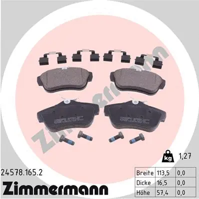 24578.165.2 ZIMMERMANN Комплект тормозных колодок, дисковый тормоз (фото 1)