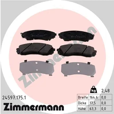 24597.175.1 ZIMMERMANN Комплект тормозных колодок, дисковый тормоз (фото 1)