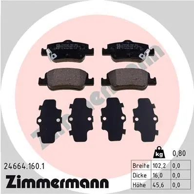 24664.160.1 ZIMMERMANN Комплект тормозных колодок, дисковый тормоз (фото 1)