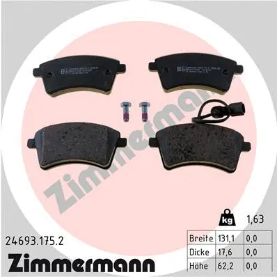 24693.175.2 ZIMMERMANN Комплект тормозных колодок, дисковый тормоз (фото 1)
