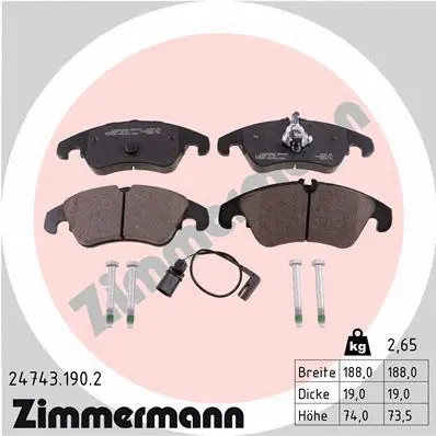 24743.190.2 ZIMMERMANN Комплект тормозных колодок, дисковый тормоз (фото 1)